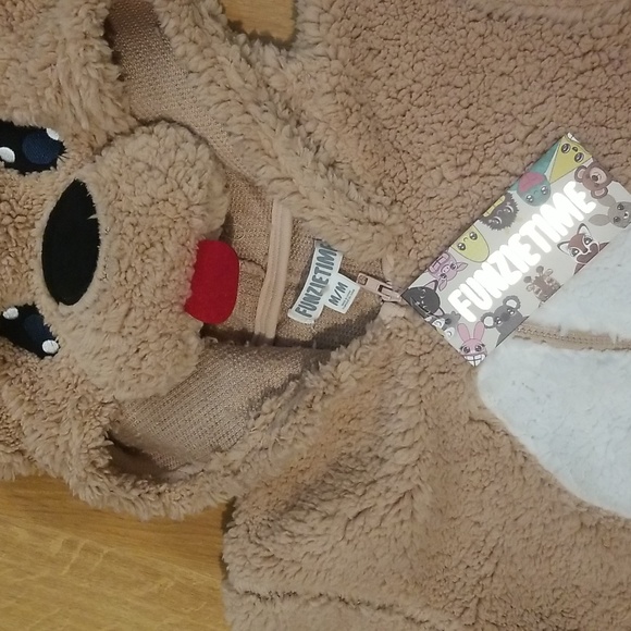 Funzietime fuzzy onesie with dog hood medium NWT - Picture 6 of 9
